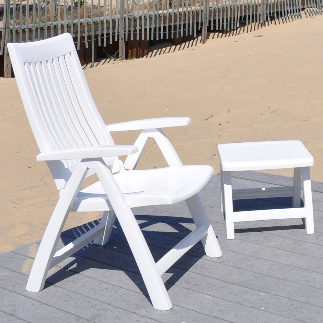 Resin Patio Furniture. Roma Multi-Position Chair and side table