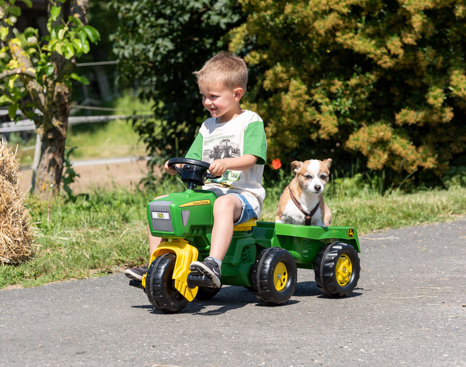 Bruder Toys John Deere 7930 With Frontloader And Trailer Toy Tractor Play  Set 