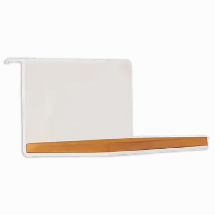 Aluminum Room Divider Accessory Shelf with powder-coated aluminum frame and teak accent, suitable for indoor and outdoor use.