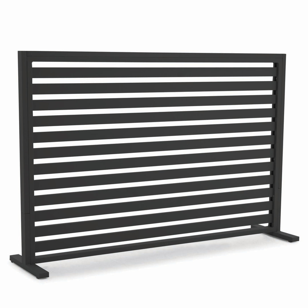 Aluminum Patio Room Dividers - Short, sturdy powder coated aluminum frame with horizontal slats for outdoor or indoor privacy.