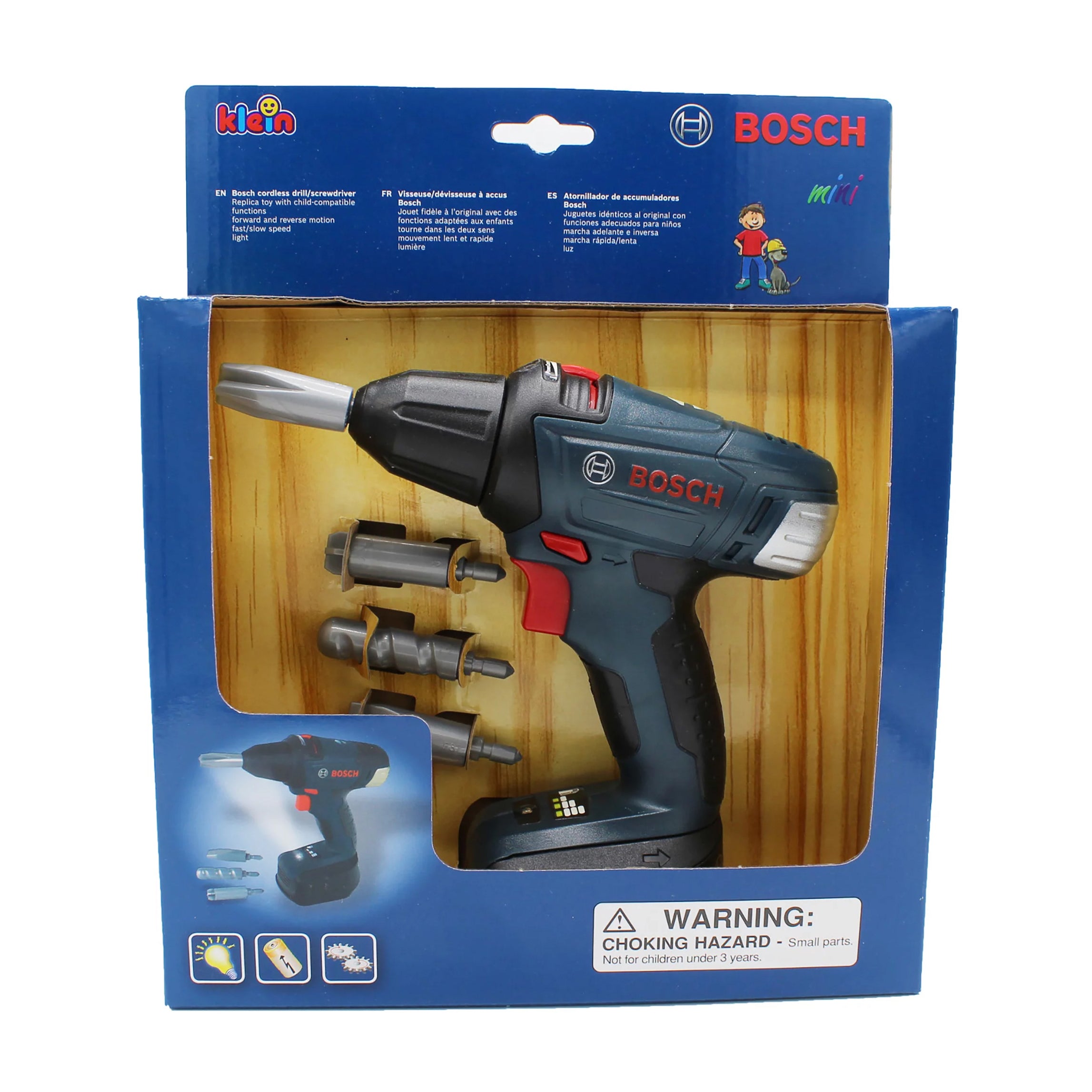 Bosch Toy Screw Gun with attachable bits in packaging