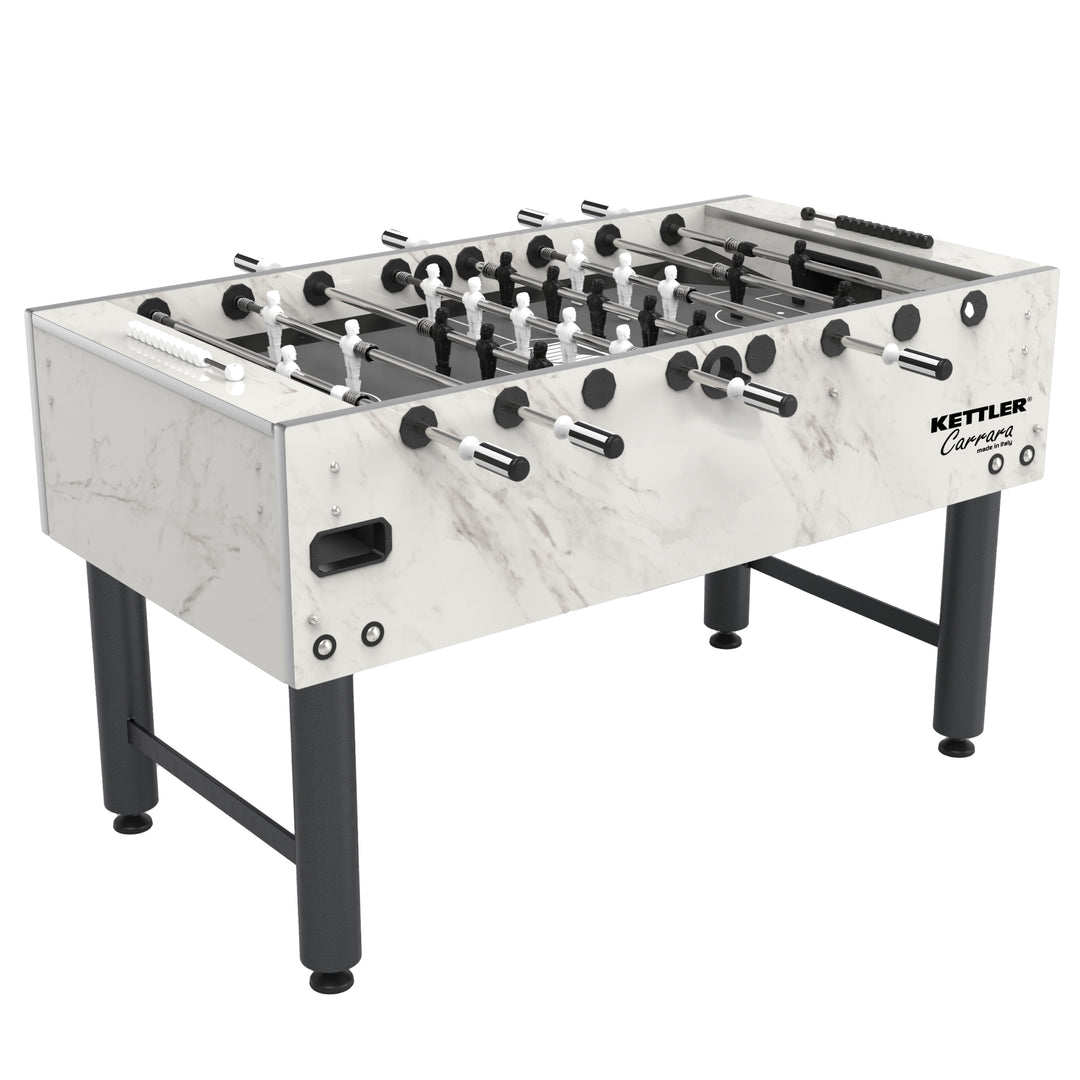 KETTLER Carrara Outdoor Foosball Table with marble look, steel legs, weatherproof, and durable playfield for indoor/outdoor use.