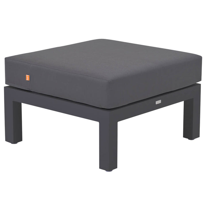 Timber Corner Conversation Set charcoal cushion on lightweight powder-coated aluminum frame ottoman.