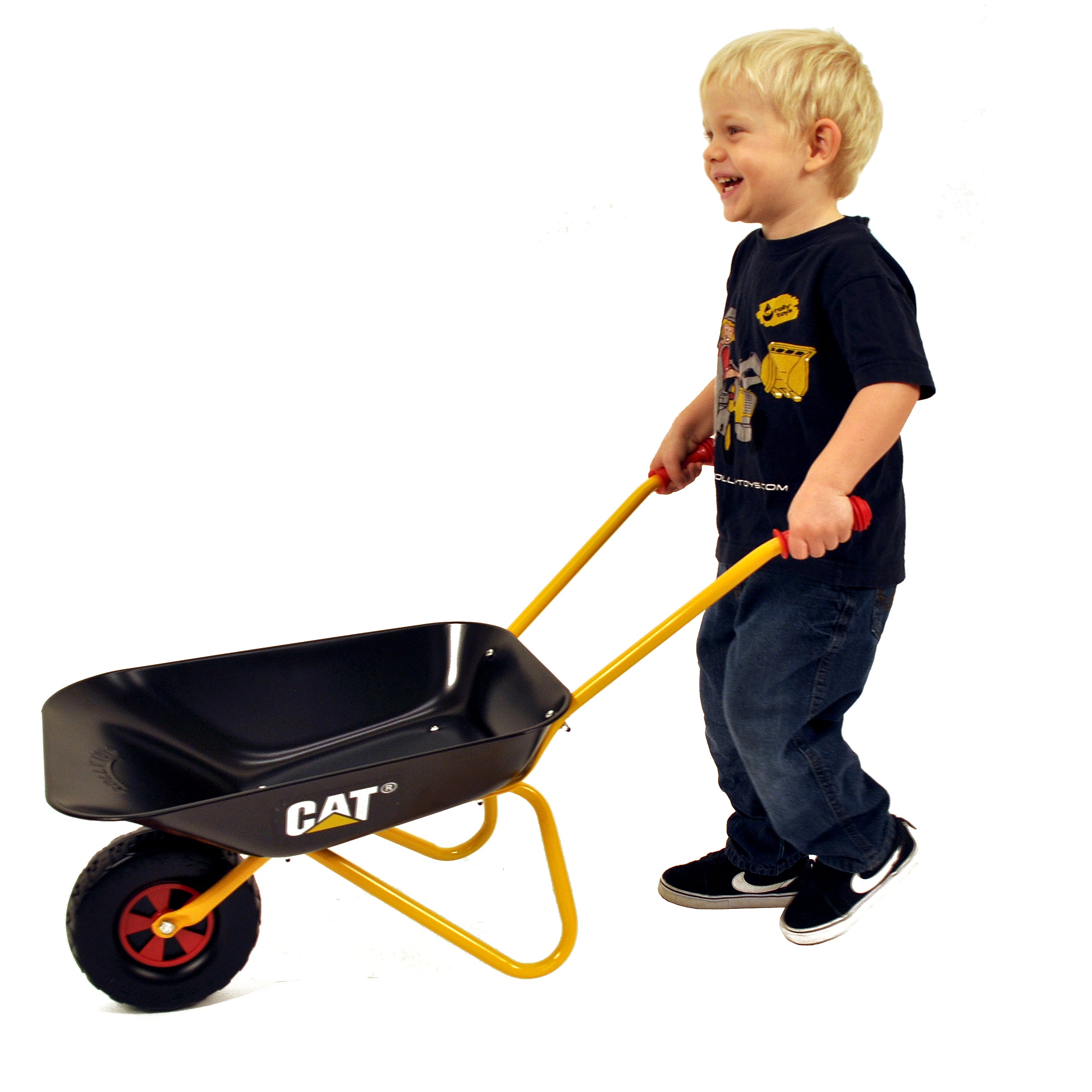 Child using caterpillar wheelbarrow with resin wheel 