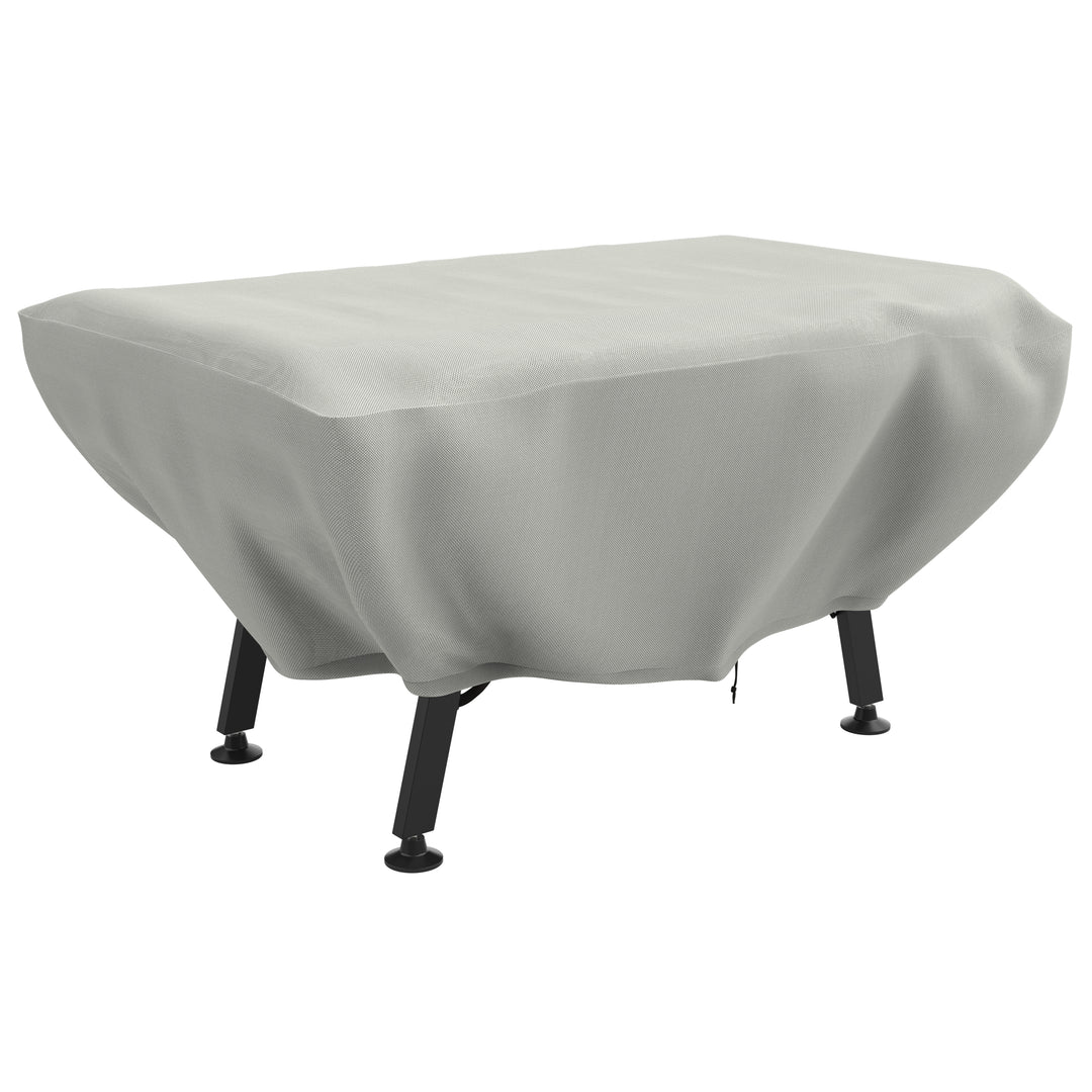 Universal Outdoor Foosball Table Cover in gray with buckle straps and elastic cord for a secure fit on foosball tables.