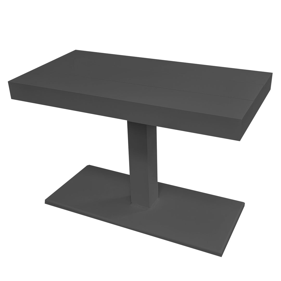 Fitz Roy Aluminum Side Table in lava color with durable all-weather aluminum and wide base for support, 12"W x 24"L x 17"H.