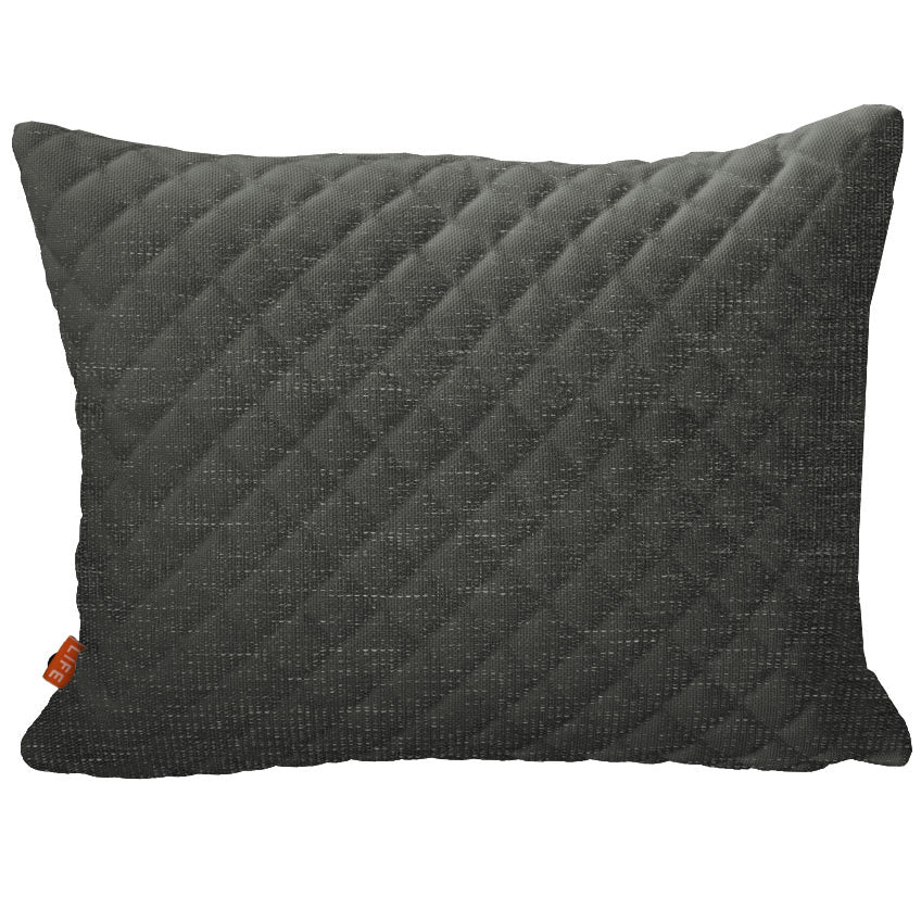 Diamond Pillow in carbon color with textured diamond embroidery, quick-dry fabric, and durable outdoor use design.