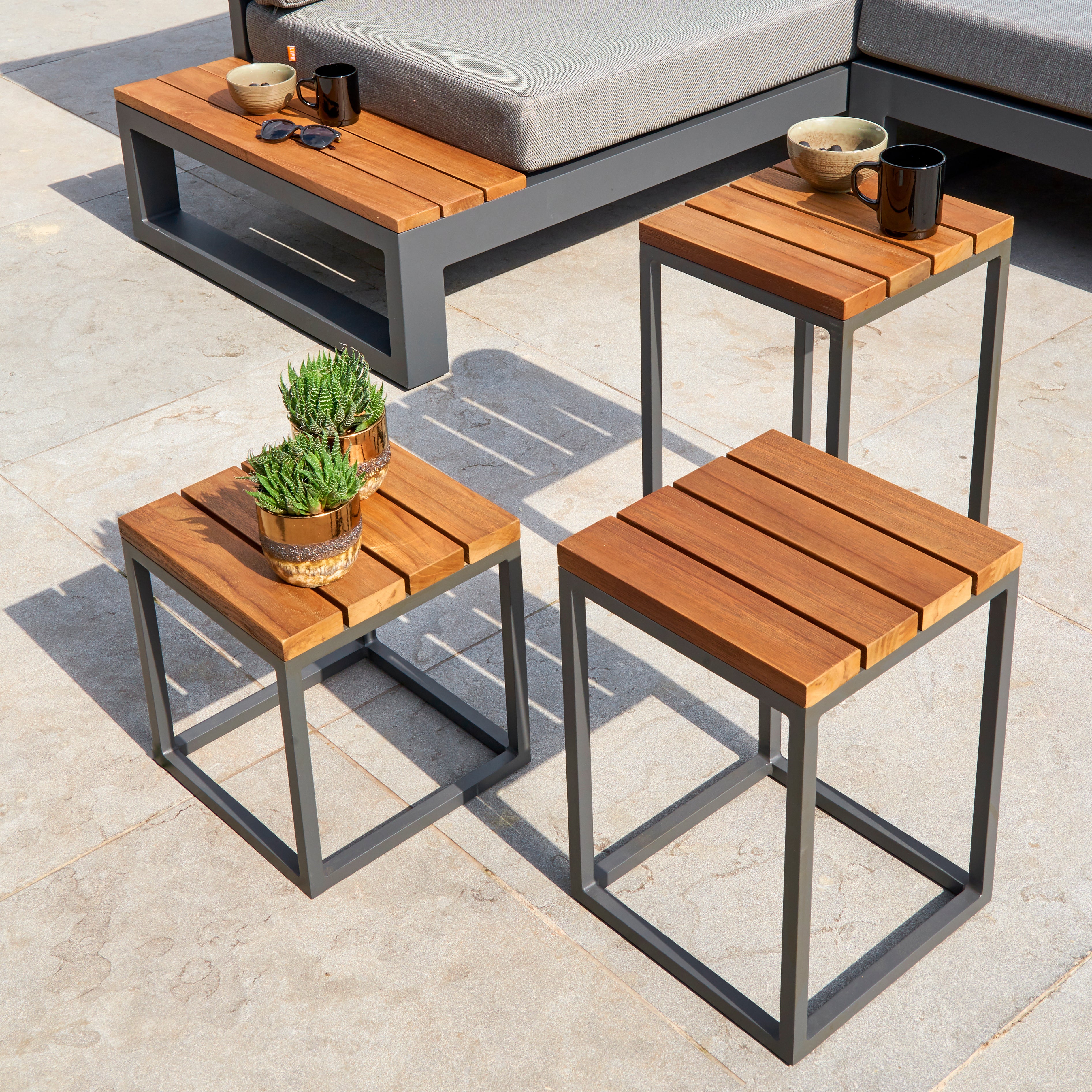 Gilli Teak Top Side And Coffee Tables