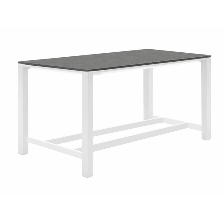 Primavera 5-Piece Bar Set - White Concept Bar Height Table with white aluminum frame and ceramic top for outdoor use.
