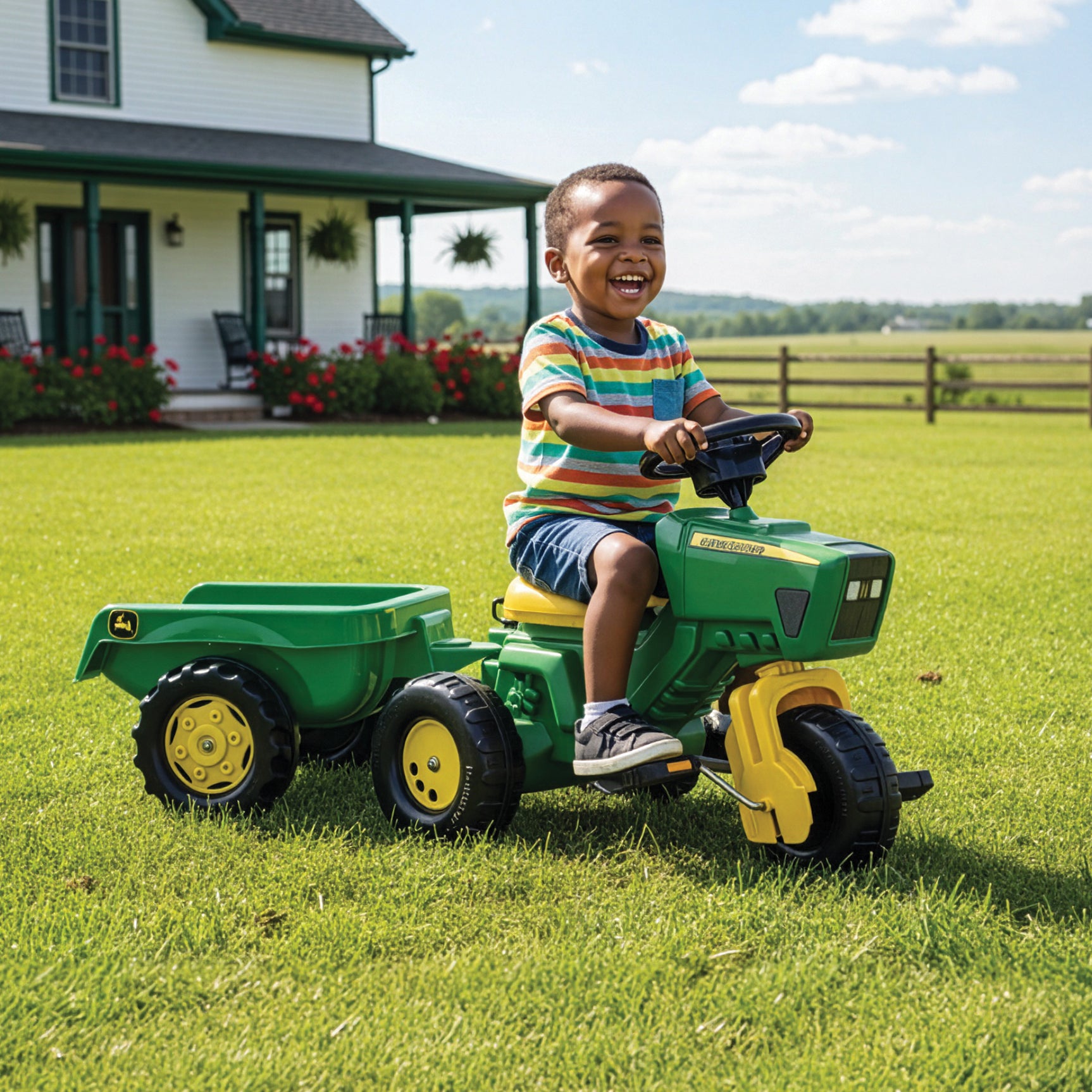 John Deere 3-Wheeled Pedal Tractor With Trailer – KETTLER USA