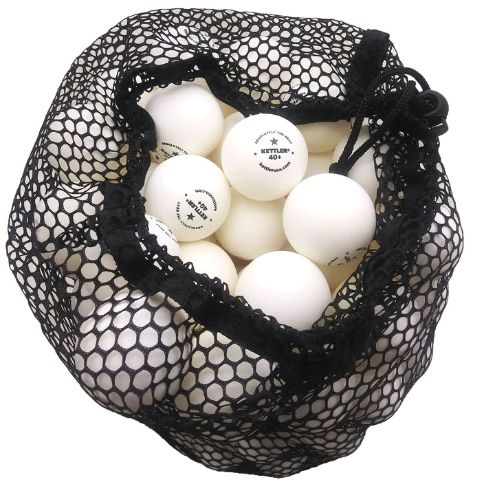 1-Star Table Tennis Training Balls 144 count bag with white matte finish balls in regulation size and weight.
