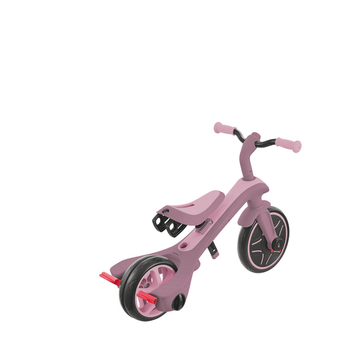Explorer Trike Eco 4-in-1 in berry, convertible push tricycle and balance bike for toddlers and young children.