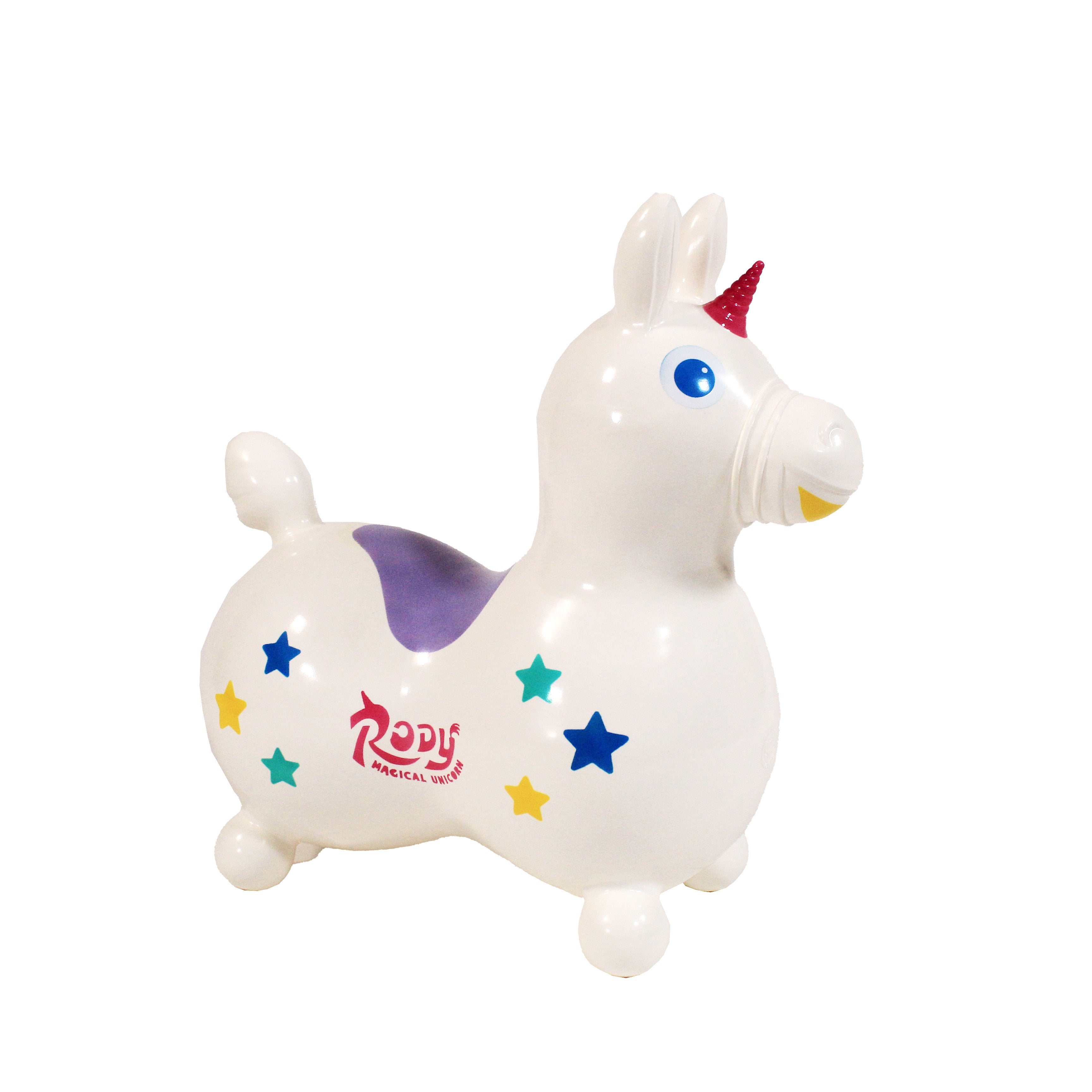 Studio image of the white Rody Magical Unicorn.