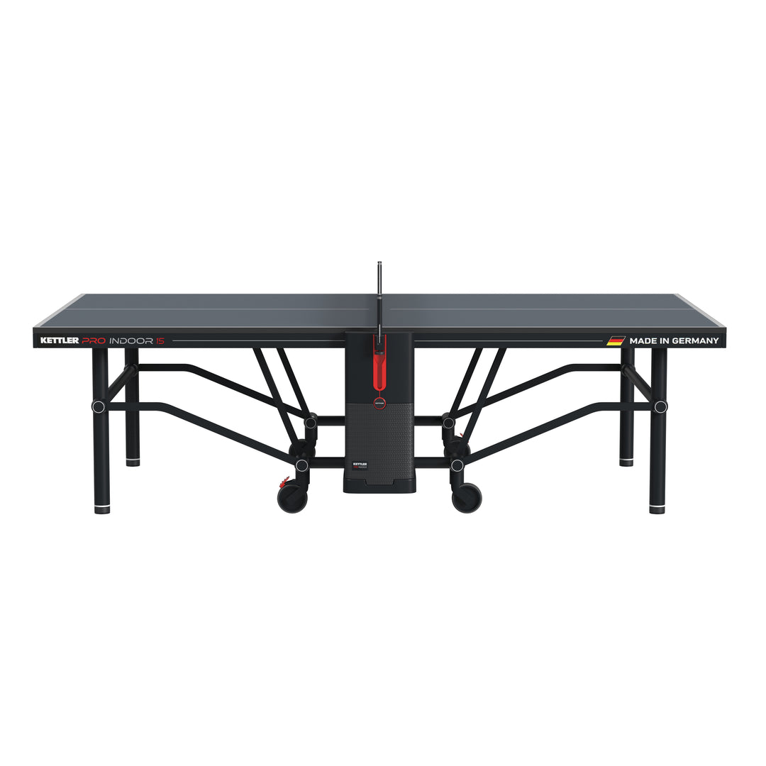 KETTLER Pro Indoor 15 Table Tennis Table with IN-TEC22 top, centerfold design, and durable steel frame, made in Germany.