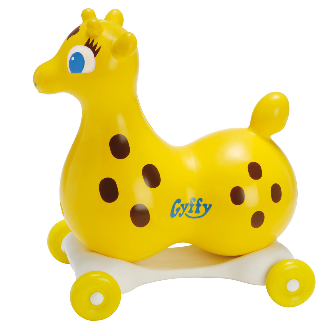Gyffy The Giraffe Bounce Toy With Speedy Base inflatable ride-on toy promoting balance and motor skills development.