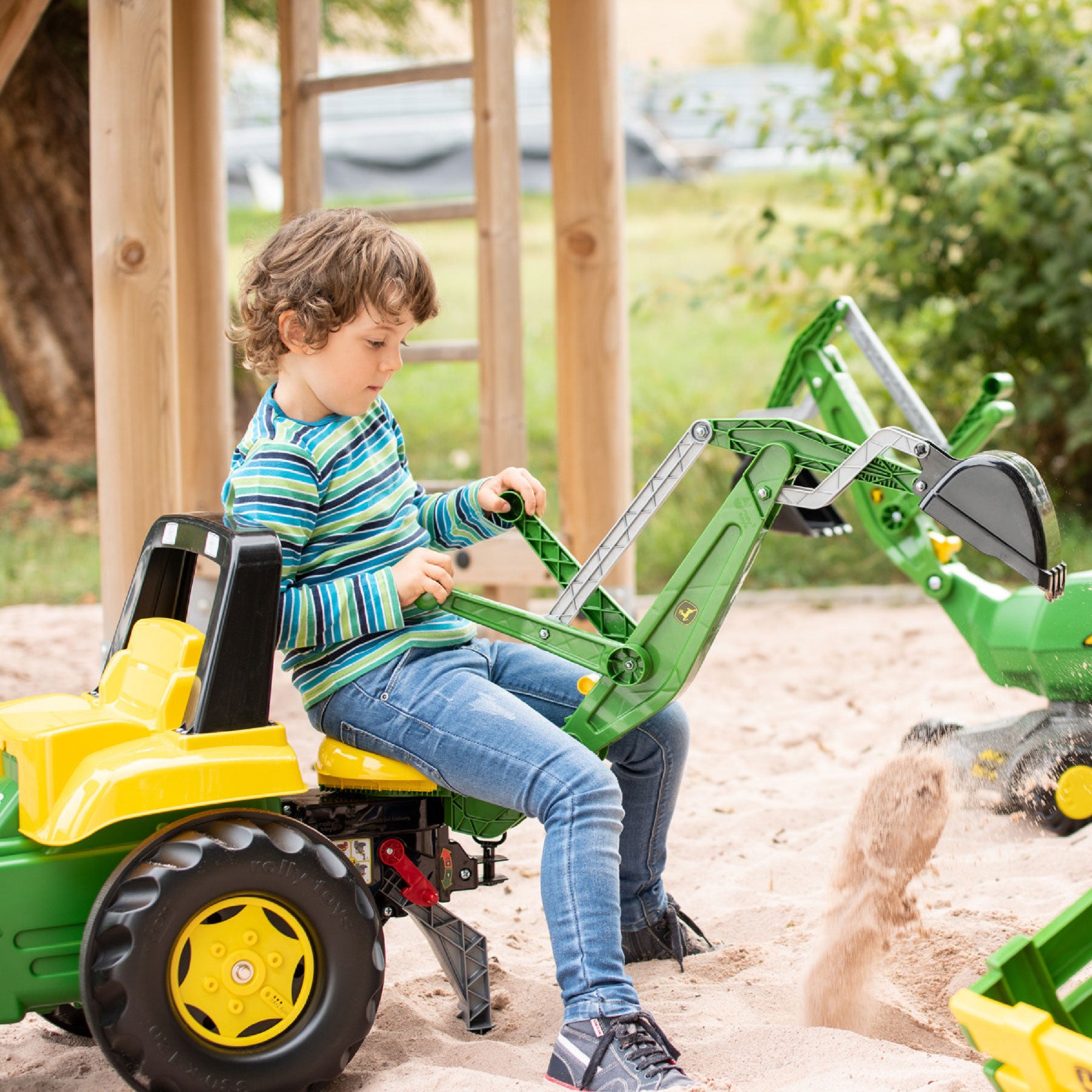 Backhoe Swing Ride Ride On John Deere Pedal Loader With Backhoe – Marin Backyards