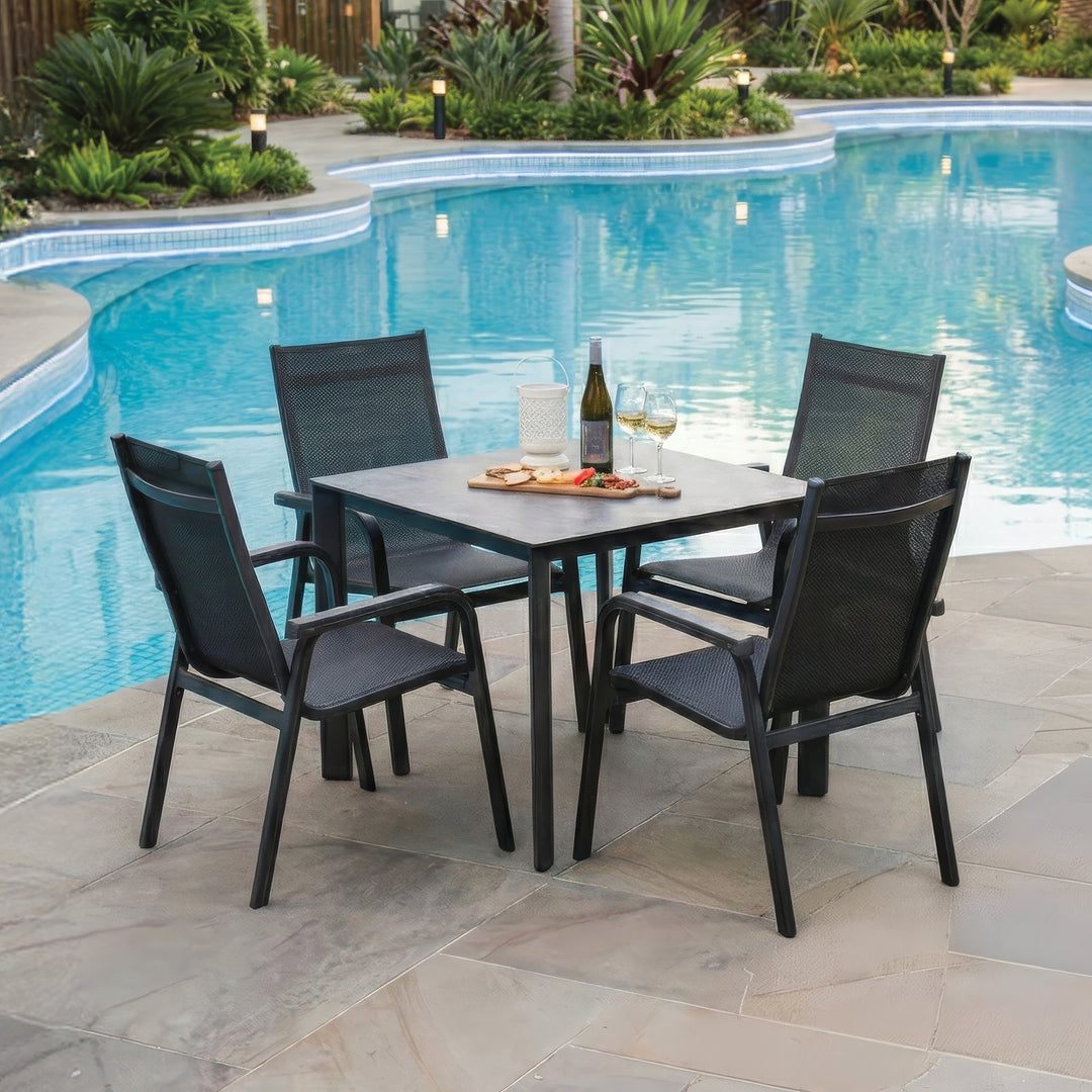 5 piece patio set with umbrella walmart Basic Plus 5-Piece Dining Set- Stack Chairs & Table w/ Umbrella Hole – KETTLER USA