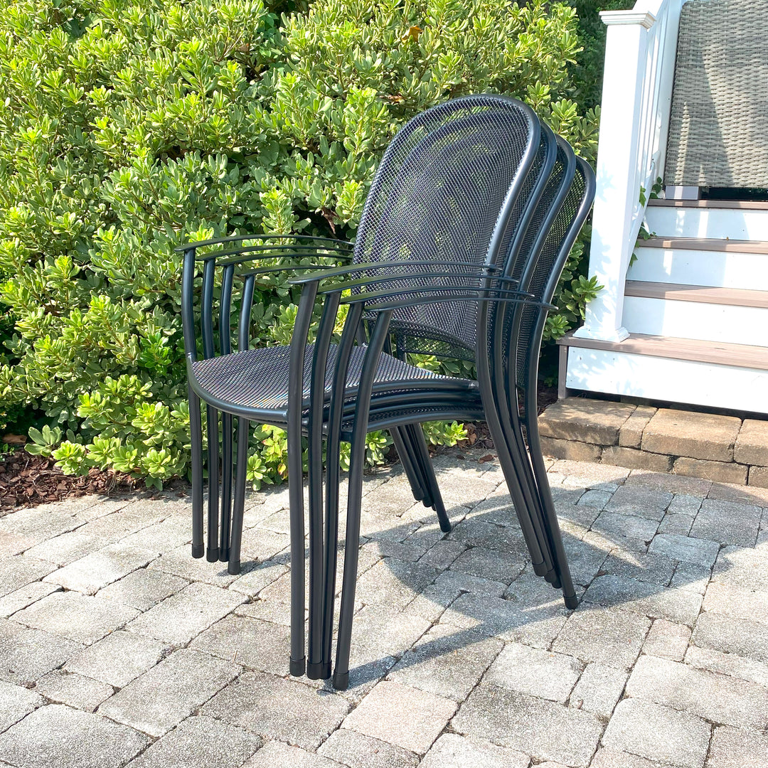 Stackable Mesh Outdoor Chairs Caredo Wrought Iron Stackable Arm
