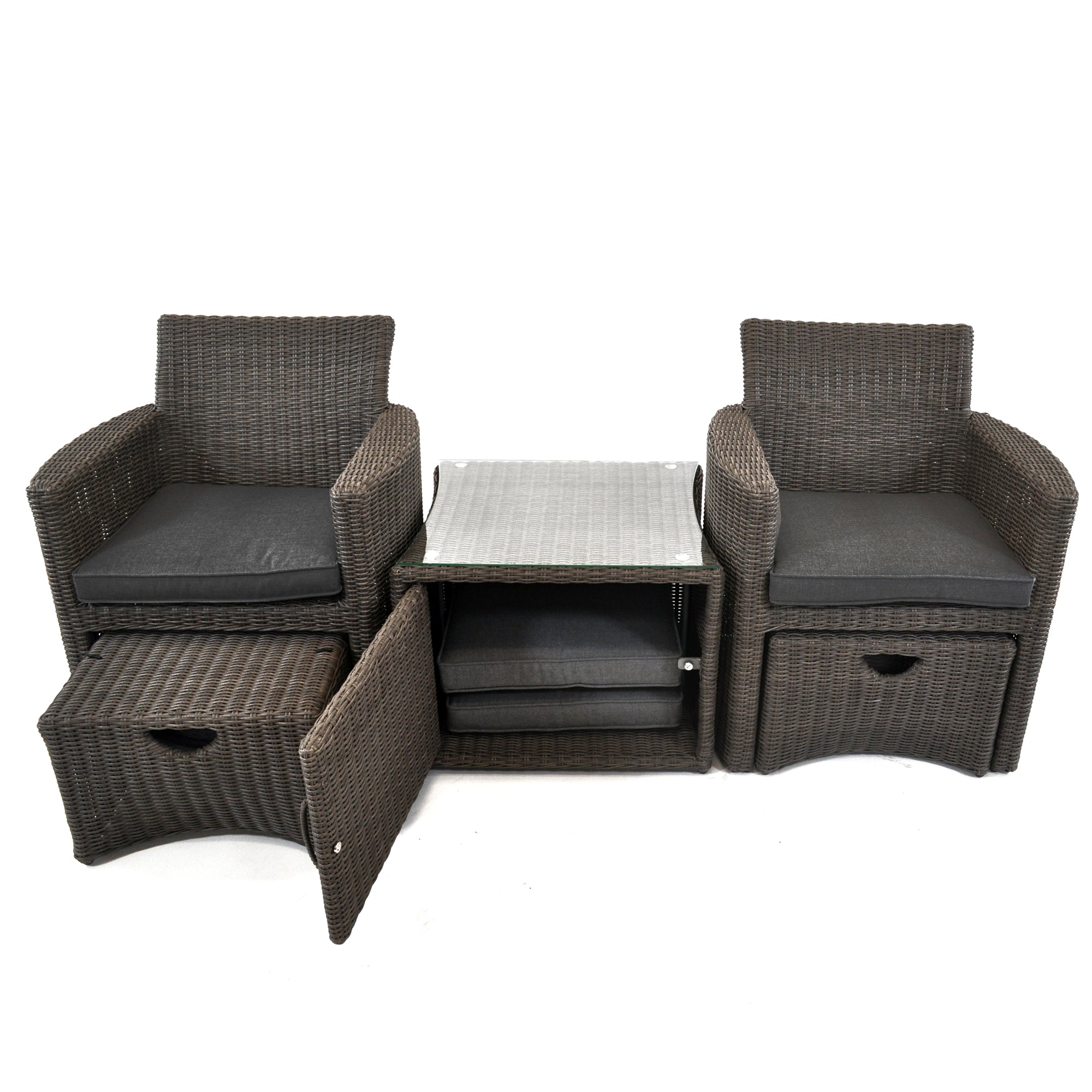 Cupido Wicker 2-Person Conversation Set -Canvas Coal