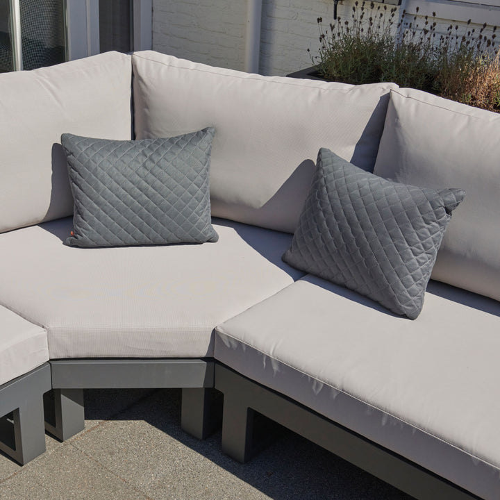 Diamond Pillow in carbon with textured diamond embroidery on outdoor sofa cushions