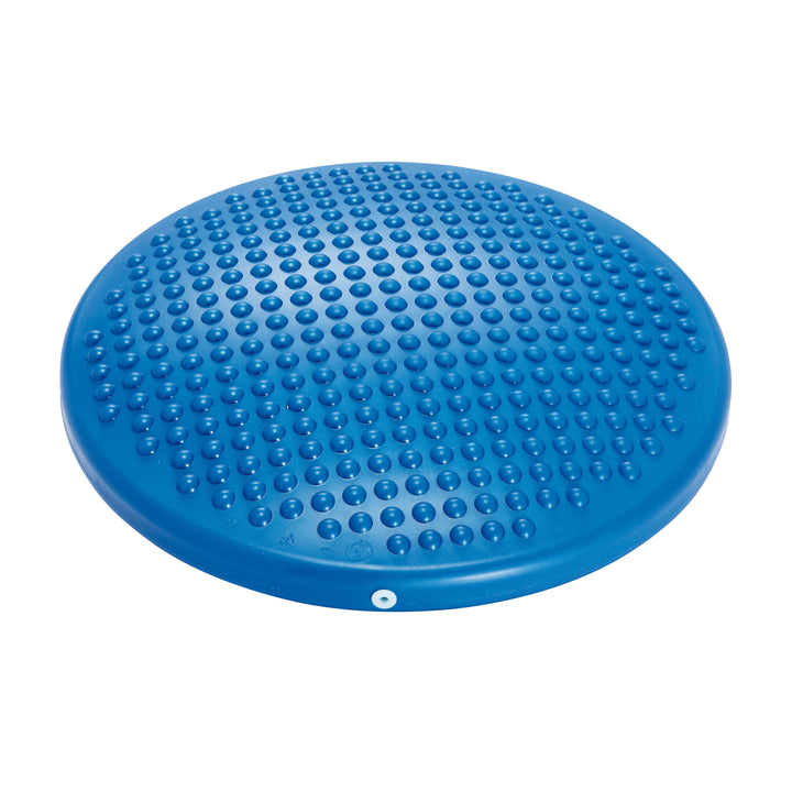 Gymnic Disc 'O' Sit inflatable blue air cushion with bumpy surface for active seating and balance exercises.