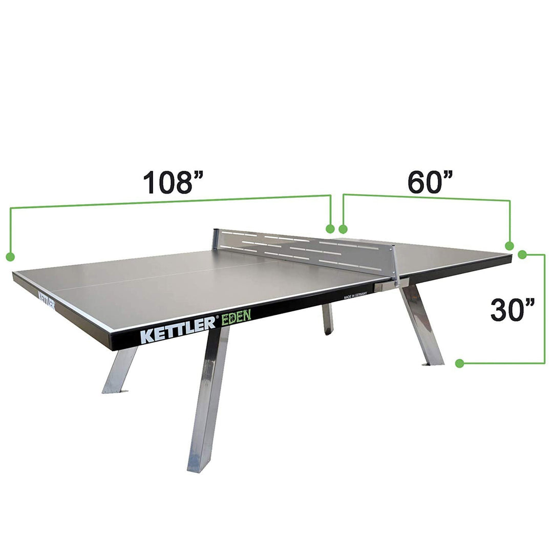 Eden Outdoor Stationary Table Tennis Table with weatherproof top, galvanized steel frame, and stationary design with anchor feet