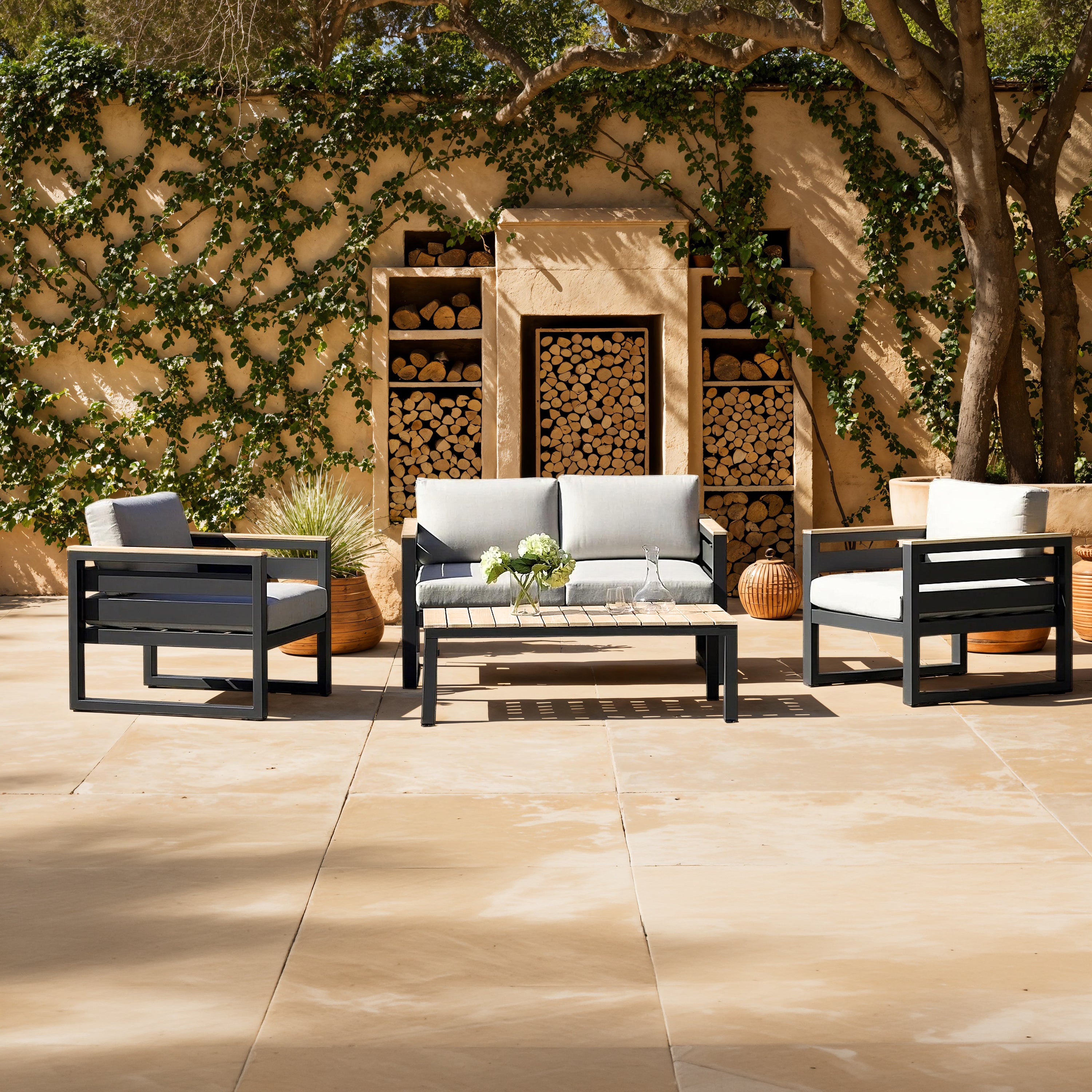 Elba Comfort Lounge Chair With Teak Arm Rests and Sunbrella