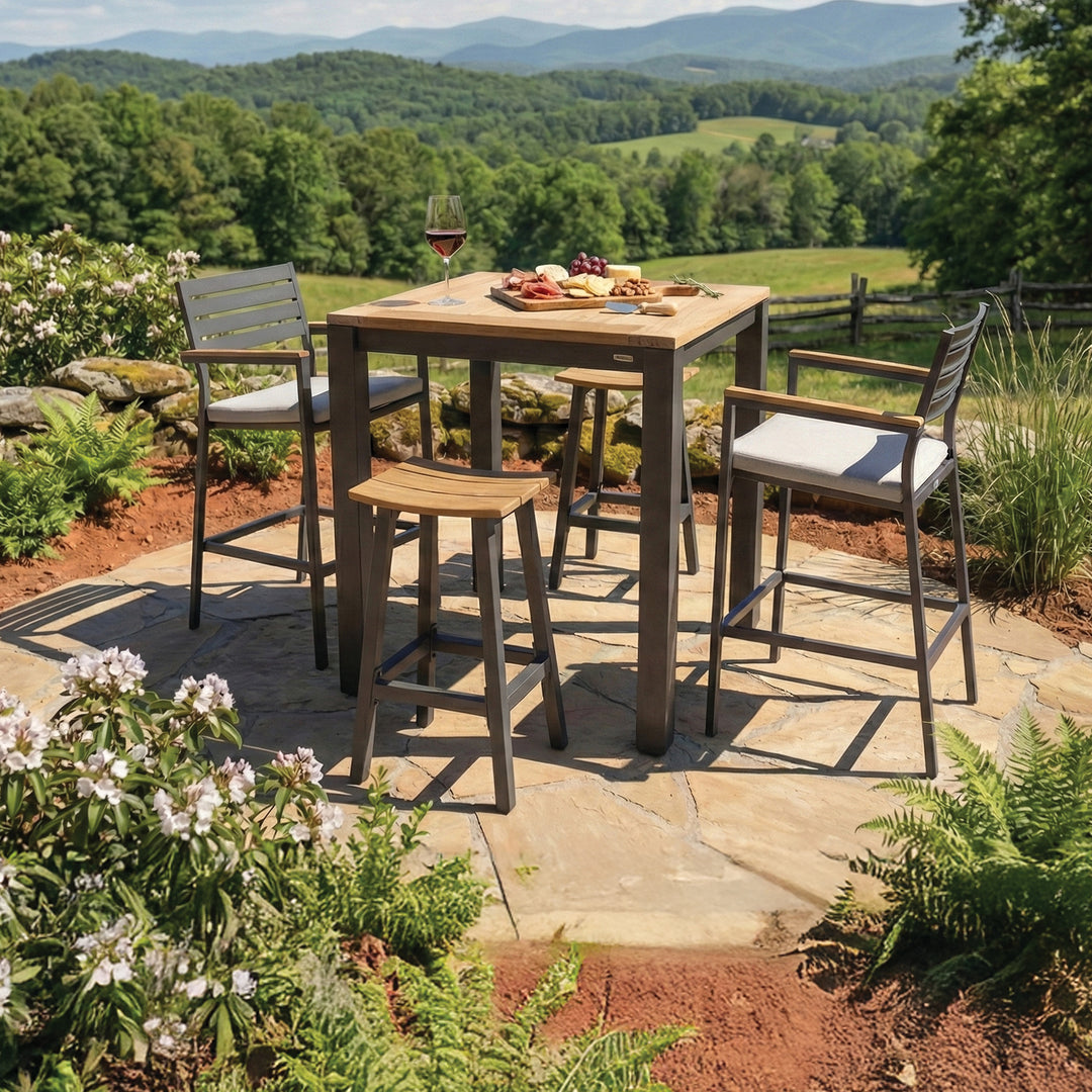 40-inch Elba Aluminum Bar Table With Teak Top