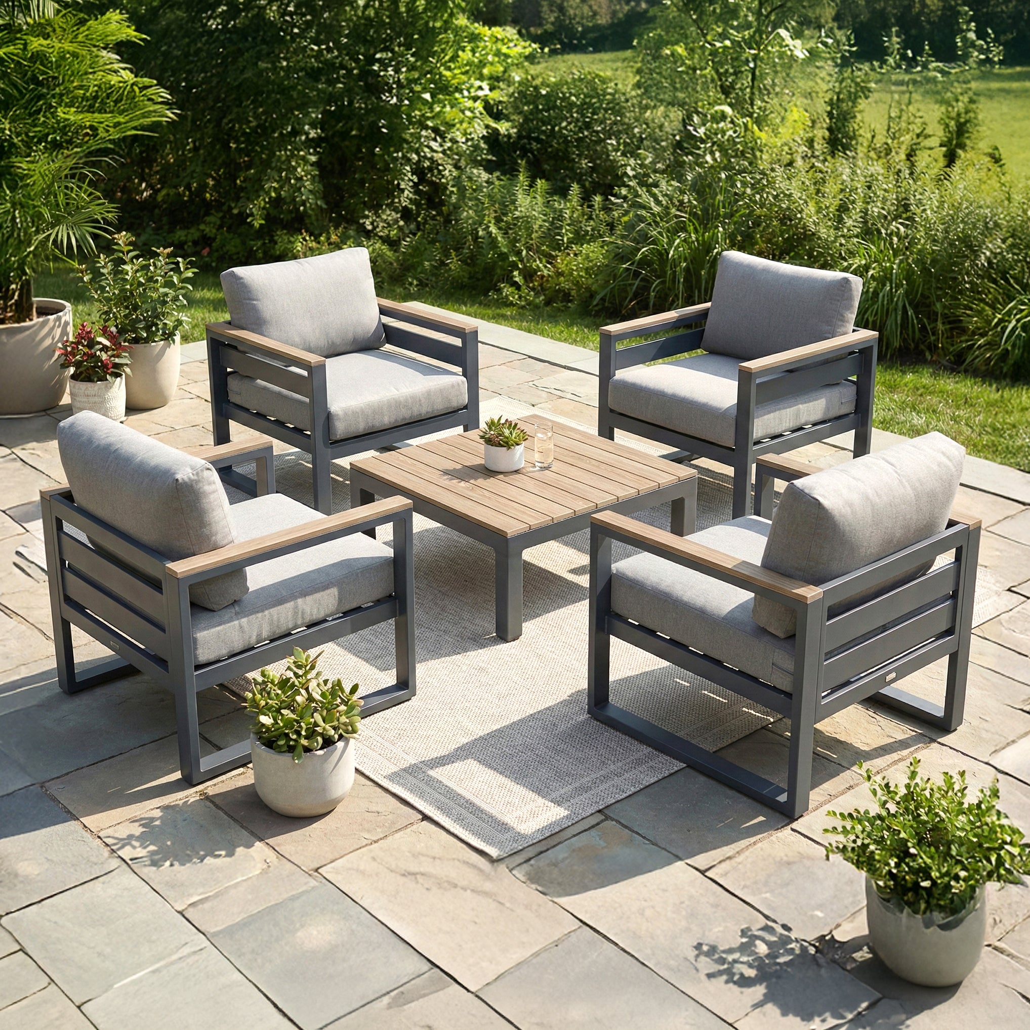 Elba Comfort Lounge Chair With Teak Arm Rests and Sunbrella