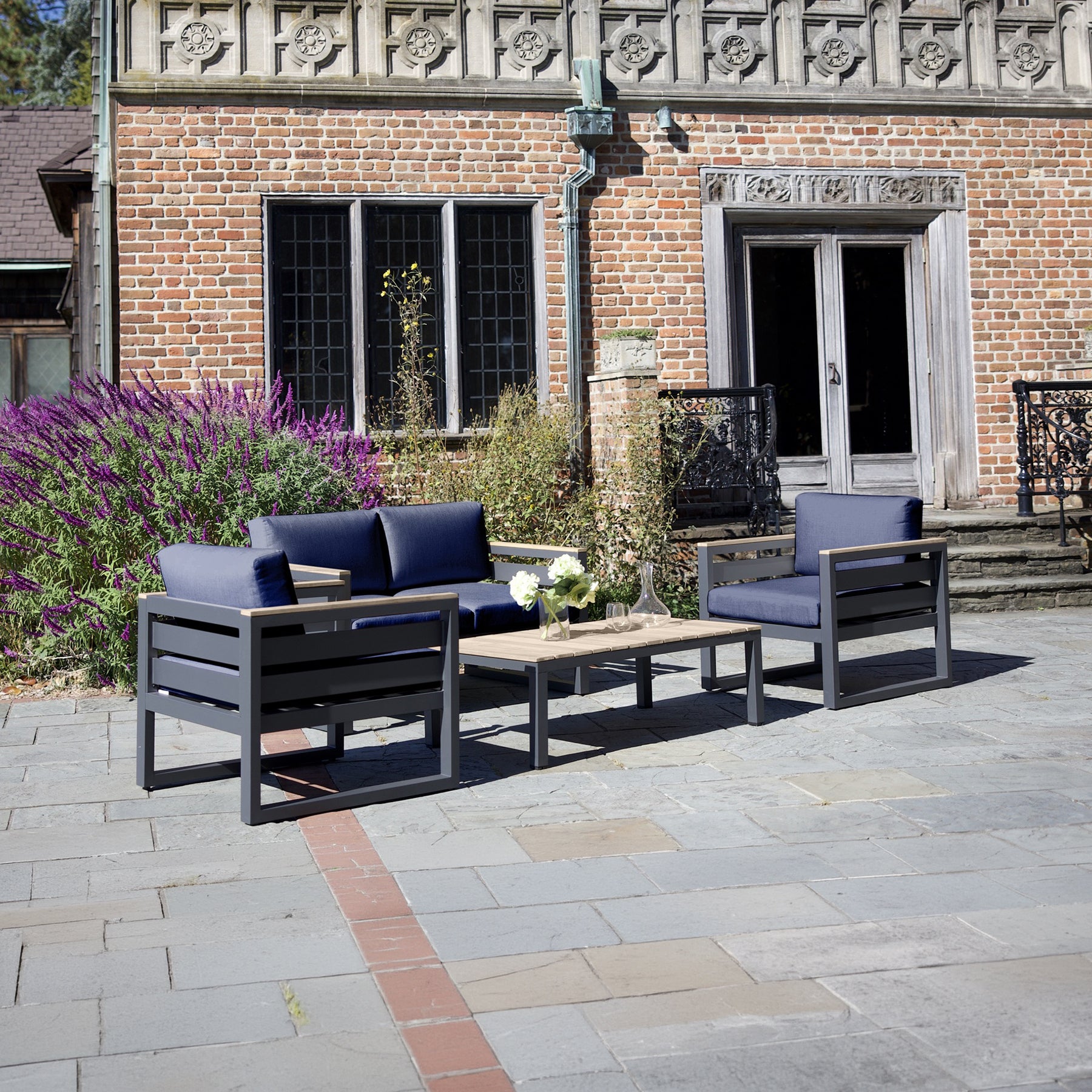 Elba Comfort Lounge Chair With Teak Arm Rests and Sunbrella