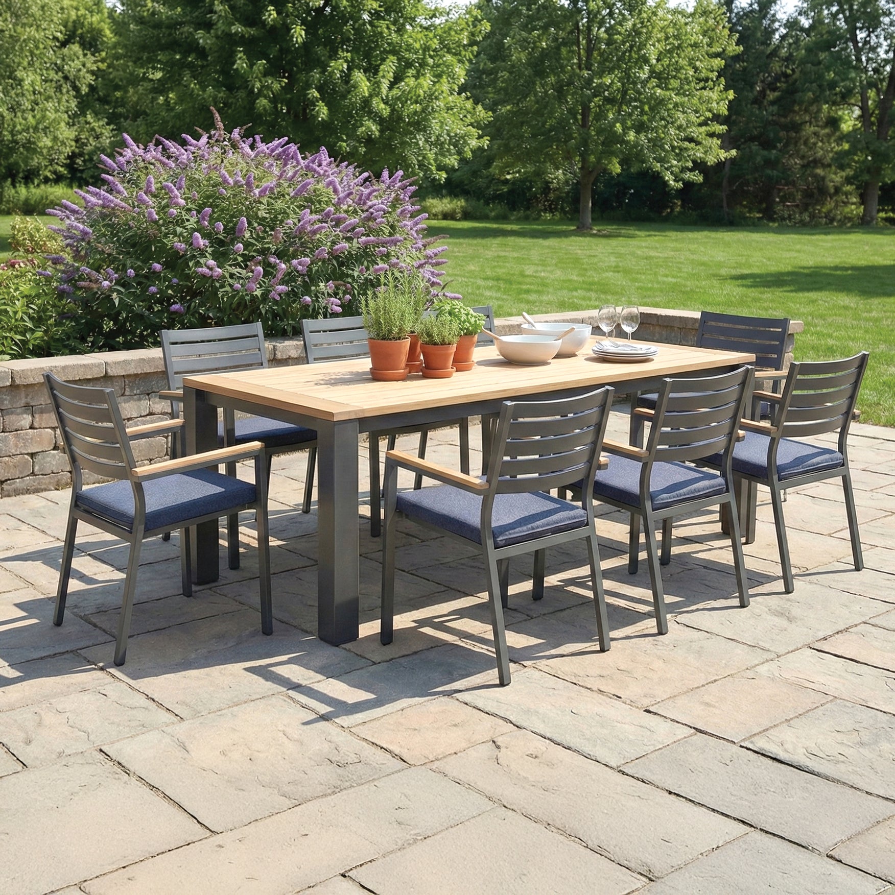 Elba 9-Piece Teak Dining Set, Spectrum Indigo – KETTLER USA