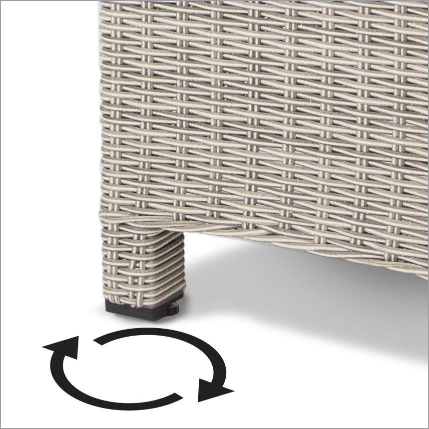 Integrated foot levelers prevent wobbling on uneven floors.