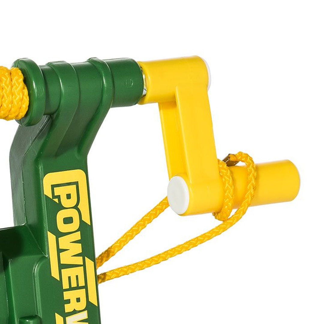 Green and yellow rope cutter with 'Power' branding on a white background