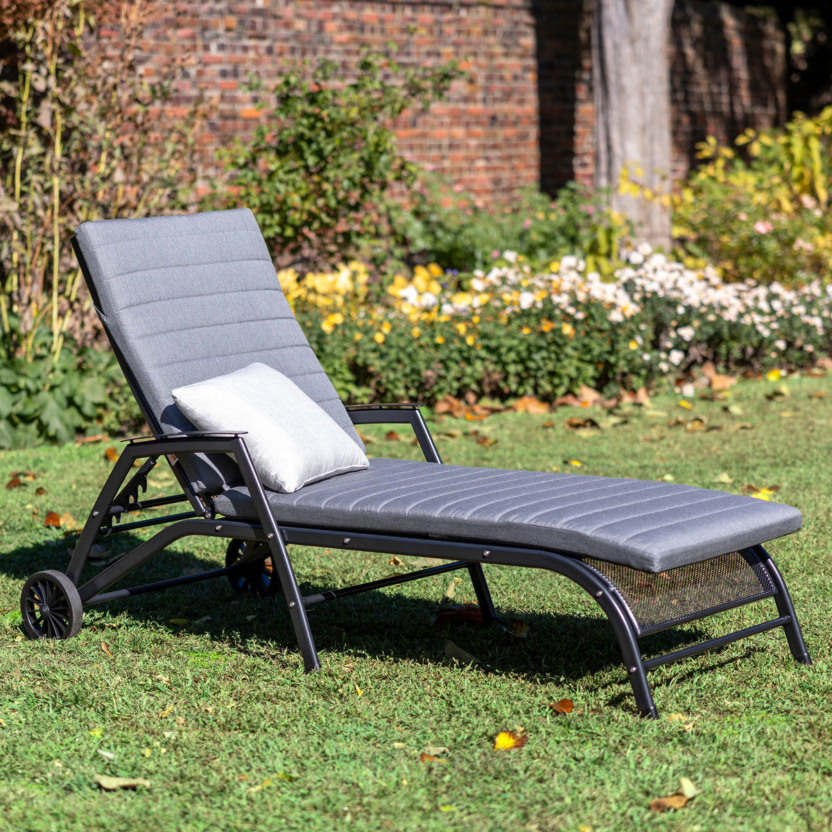 Henley Wrought Iron Multi-Position Lounger with Cushion