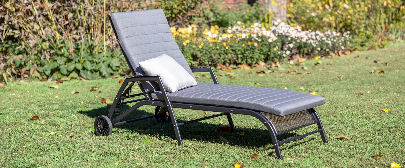 Henley Wrought Iron Multi-Position Lounger with Cushion