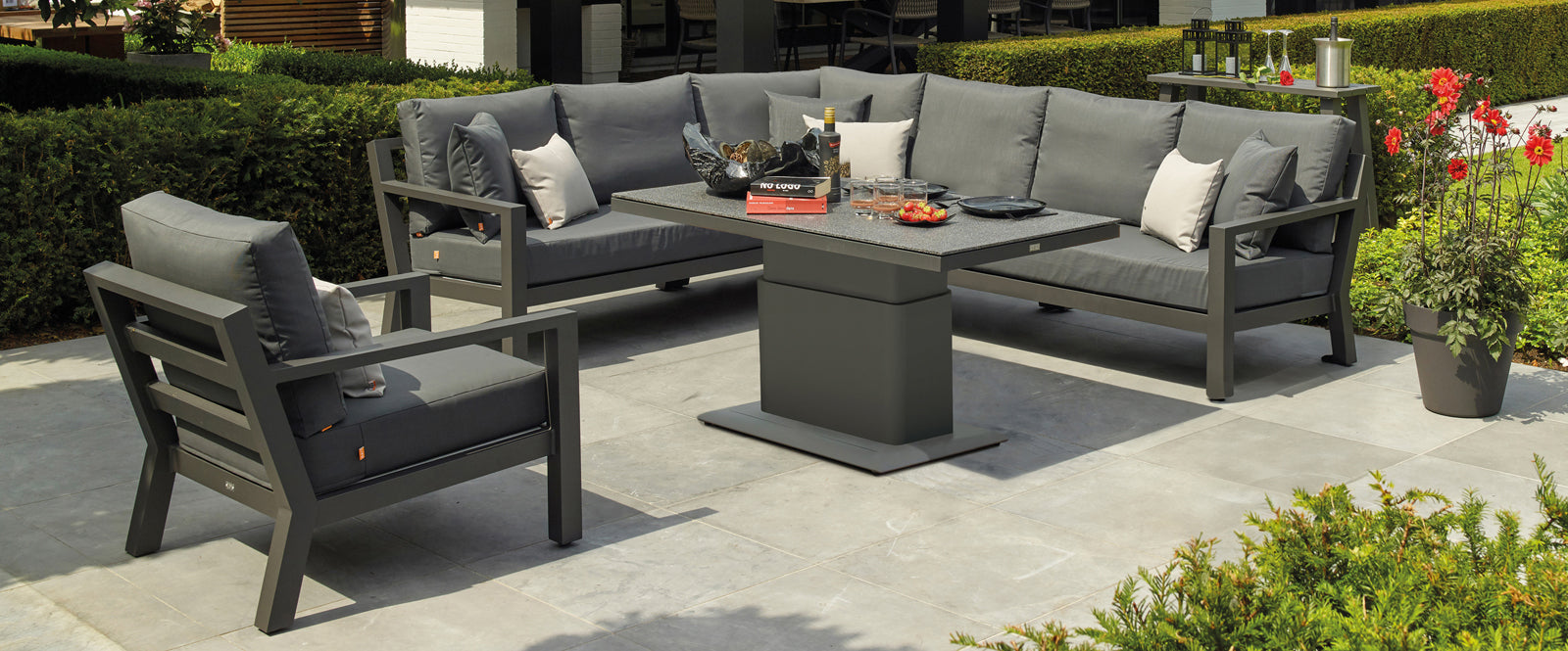 Timber Outdoor Patio Furniture Corner Set on garden patio