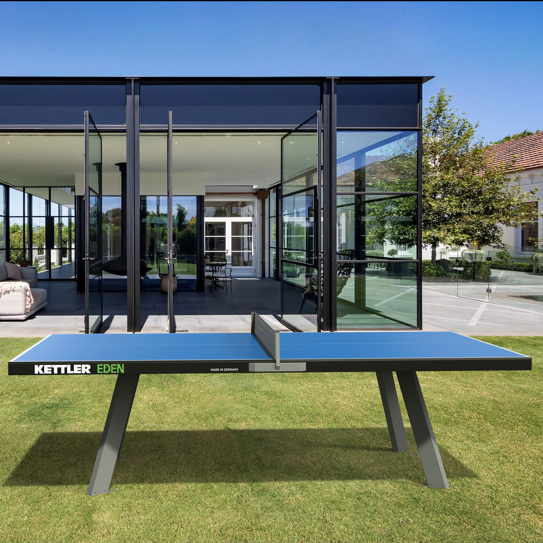 buy kettler outdoor 10 Eden Outdoor Stationary Table Tennis Table Blue
