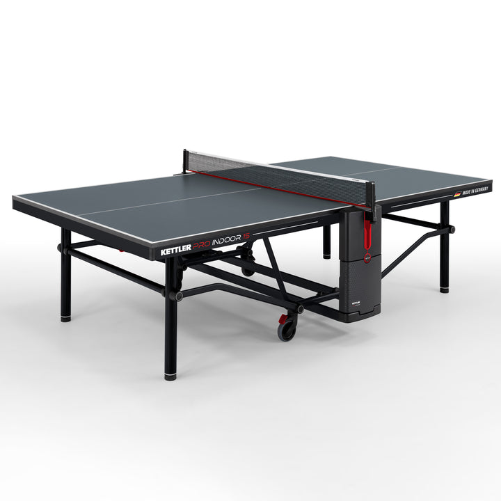 KETTLER Pro Indoor 15 Table Tennis Table with IN-TEC22 top, centerfold safety design, and durable heavy-duty steel frame.