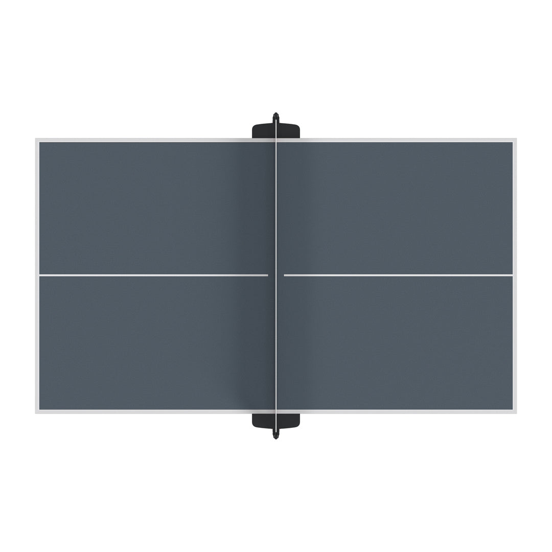 KETTLER Pro Indoor 15 Table Tennis Table top view showing centerfold and permanent net system.