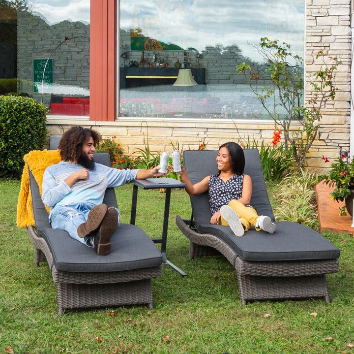Beautifully crafted, the KETTLER Palma Lounger is made with a sturdy aluminum frame, which is intricately covered with hand-woven synthetic wicker. The wicker is waterproof and UV resistant, so you can keep the lounger outdoor all year round. The Palma Collection boasts a wide choice of stylish garden furniture including dining sets, modular lounge sets and sun loungers, so you can dine and lounge outdoors in comfort. Aluminum powder coated frame with full circumference welds