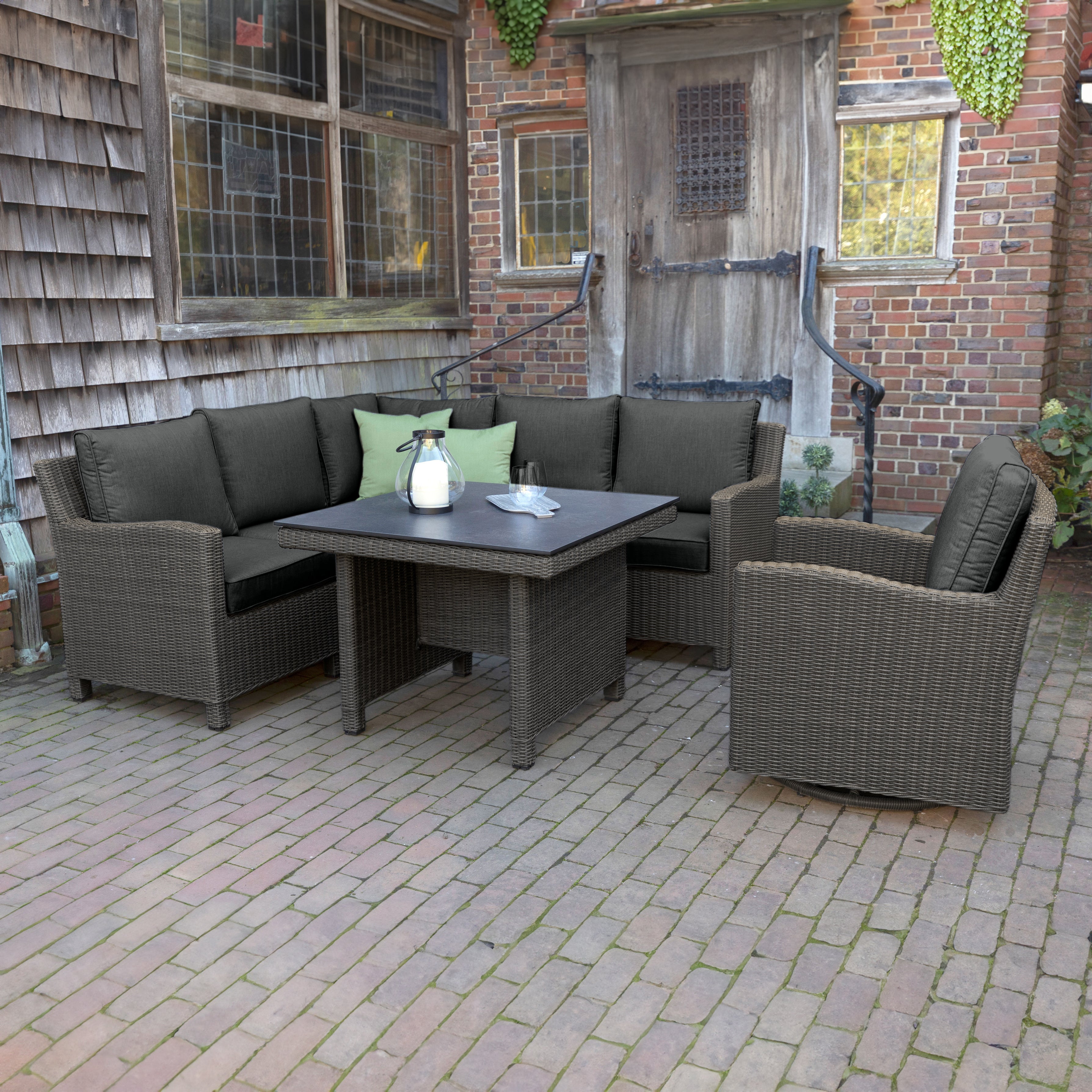 Palma Modular Wicker Corner Set with Swivel Glider