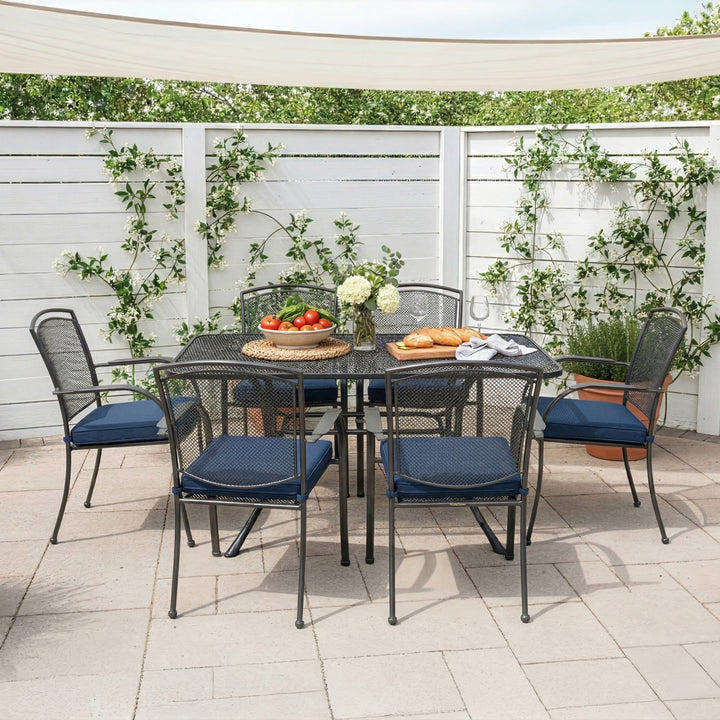 Henley 7-Piece Wrought Iron Mesh Dining Set