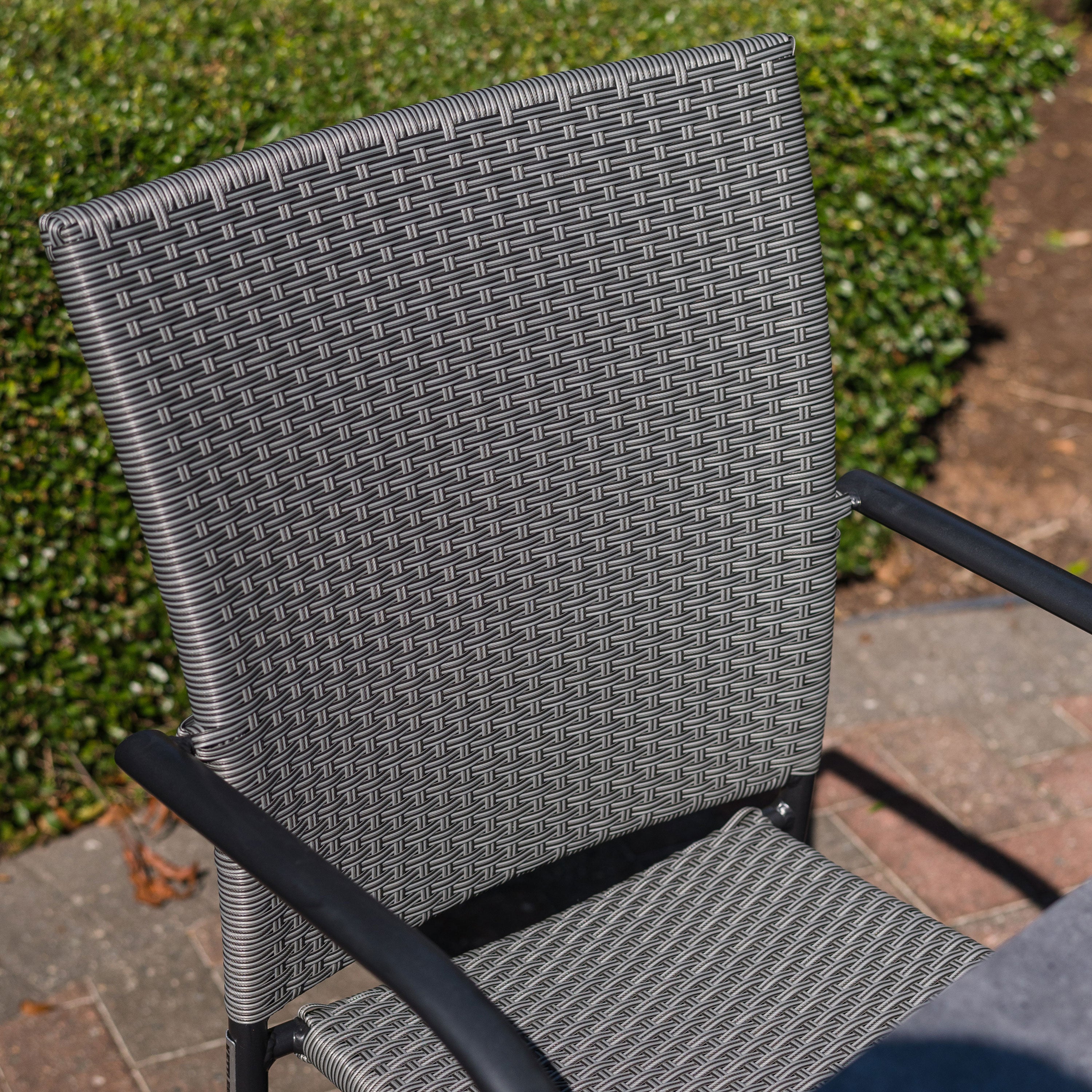 Pilano Woven Stackable Arm Chairs, Silver/Grey Weave - Set Of 6
