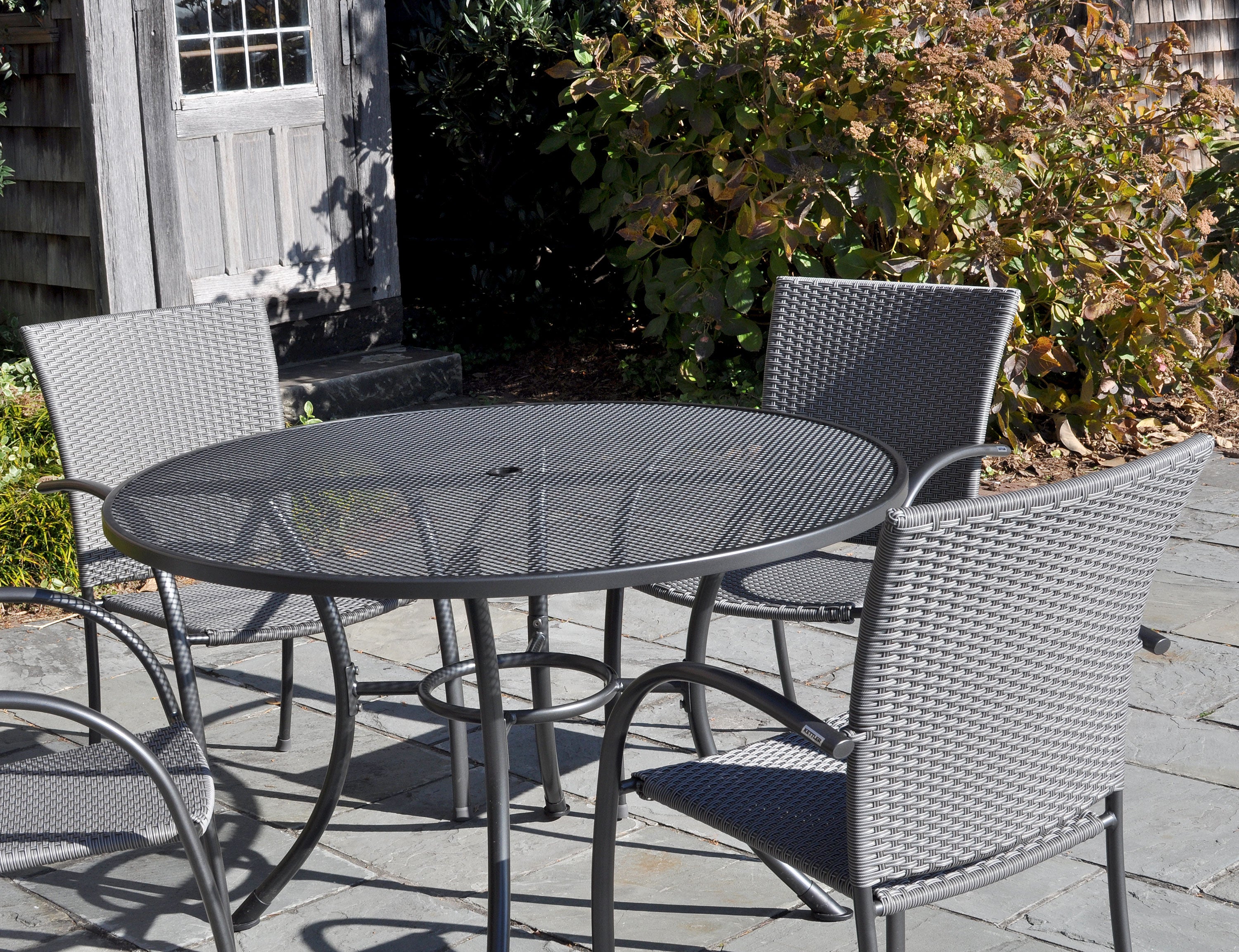 Pilano Woven Stackable Arm Chairs, Silver/Grey Weave - Set Of 6