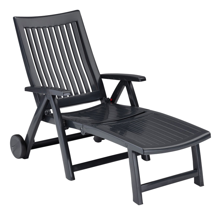 Roma Polymer Resin Multi-Position Lounger, Anthracite