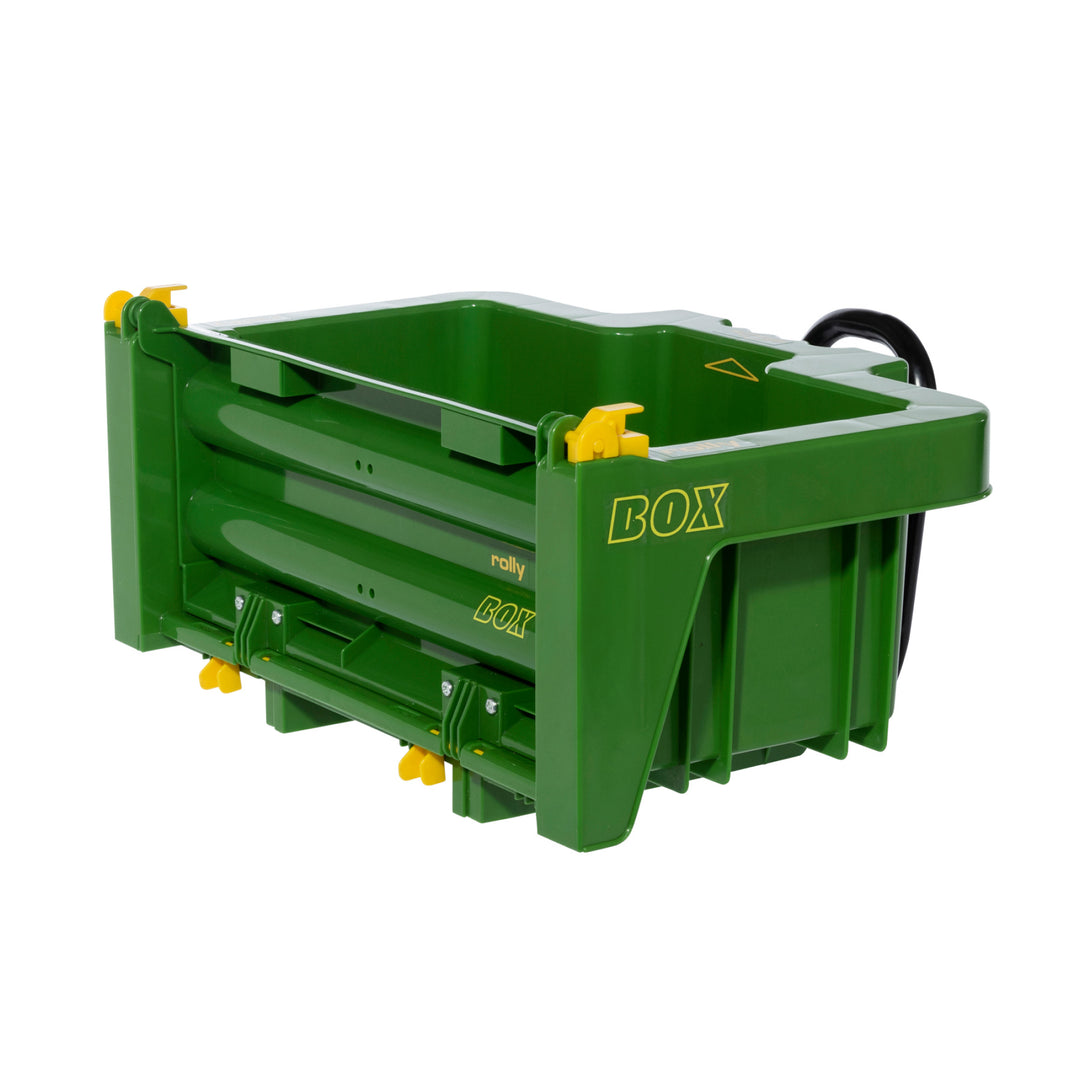 HaulBox Accessory for Tractors green functional transport bed with tiltable tray and detachable tailgate for kids.