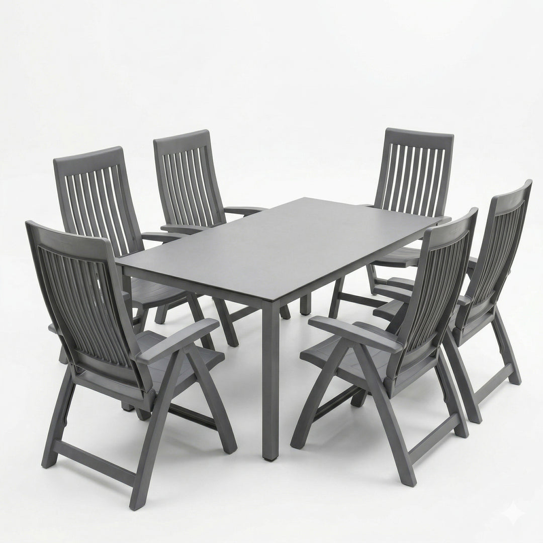 Roma 7-Piece Resin Dining Set, Anthracite