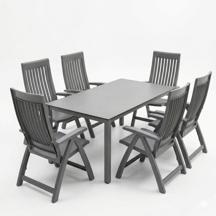 Roma 7-Piece Resin Dining Set, Anthracite