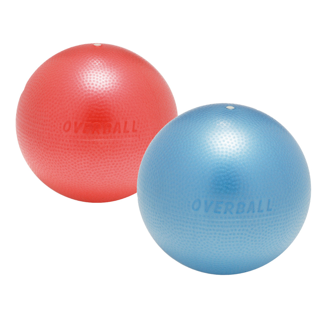 Gymnic Softgym Over Balls in red and blue, soft, elastic exercise balls for strengthening and low-impact training.