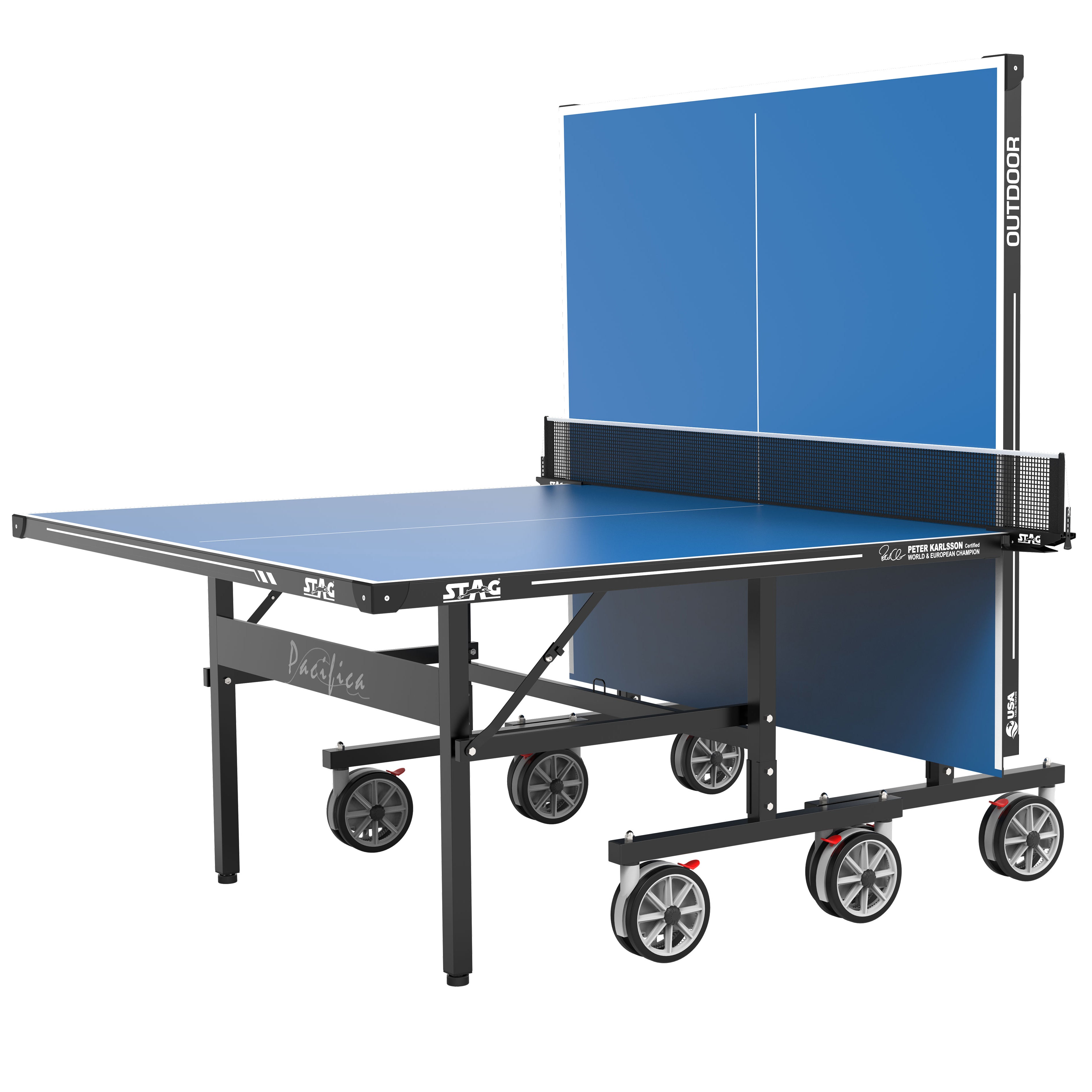 Pacifica Blue Outdoor Table Tennis Table -  2-Player Bundle